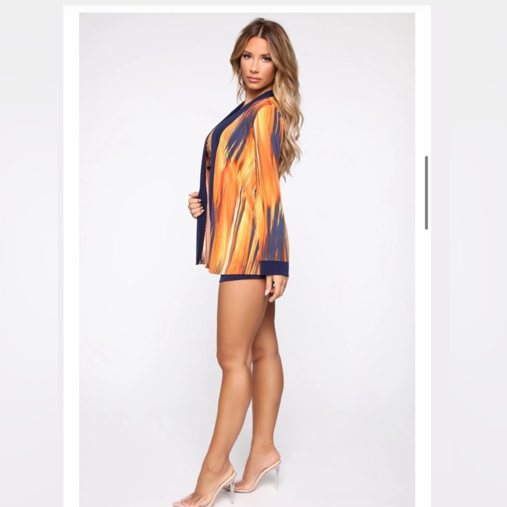 Fashion Nova Vibrant 3 Piece Set - Navy and Orange